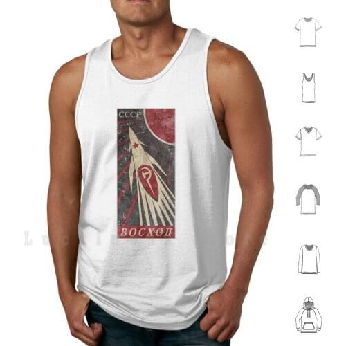 Rocket Sunrise 01 tank tops vest sleeveless Rocket Communism Russia Ussr Space Program Space Soviet Vintage Red