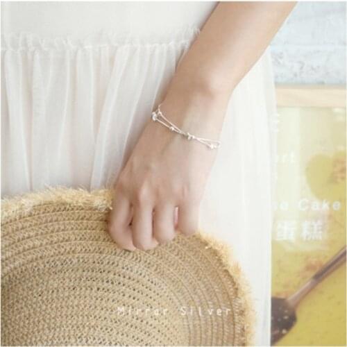 S925 3Pcs/Lot Cute and sweet gypsophila small star bead bracelet double layer bracelets