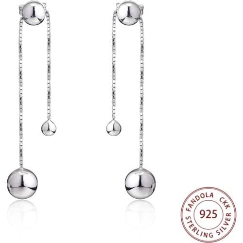 CKK Genuine 925 Sterling Silver String of Beads Hanging Earrings for Women Wedding Engagement Earings Jewelry Bijoux