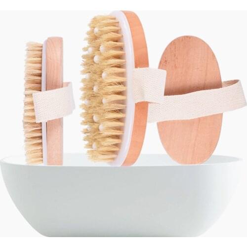 Skin Body Brush Bath Wooden Bristle Woman Man Natural Skin Care SPA Exfoliating Soft Beads Massage Dry Body Brush Scrubber Clean