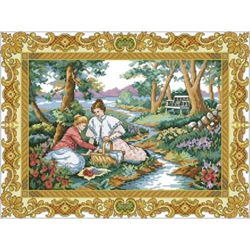Calm picnic patterns Counted Cross Stitch 11CT 14CT 18CT DIY Chinese Cross Stitch Kits Embroidery Needlework Sets