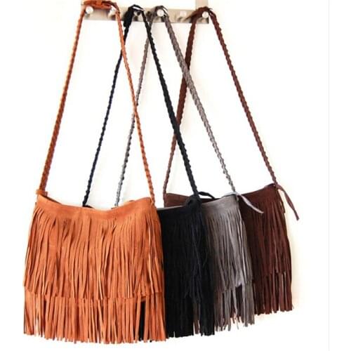 Fashion Brand PU Leather Messenger Bag Famous Brand Tassels Shoulder Bag Envelope Lady Crossbody bag Adjustable Strap