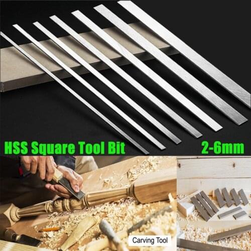 HSS 2/3/4/5/6mm 200mm Length Lathe Turning Boring Bar Square Milling Cutter Engraving Engineering Tool HSS Router Bit