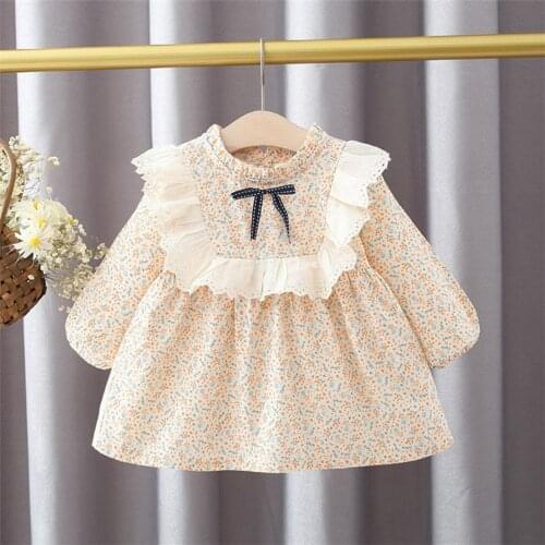 2021 Spring Autumn Outfit Girls Kids Princess Dress Long Sleeve Children Baby Infants Ruffles Casual Dresses Vestidos S11978