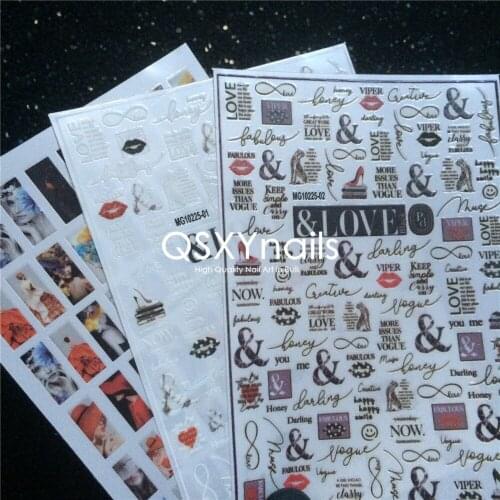 High Quality 50pcs Super Thin Nail Art Adhesive Sticker Decal LOVE Letter Beauty Women Sexy Lady Design Decoration MG series