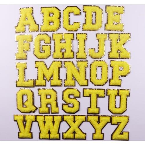 Yellow 26 English Letters Patch Embroidered Patches For Clothing Sewing On Patches For Clothes For Kids T-Shirt Patch Applique