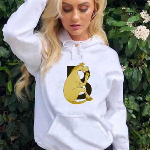 Women Hoodie Cute Horse B Printing Streetwear Anime Hooded Clothes For Teens Pullovers Harajuku Hoody Oversized Sweatshirts