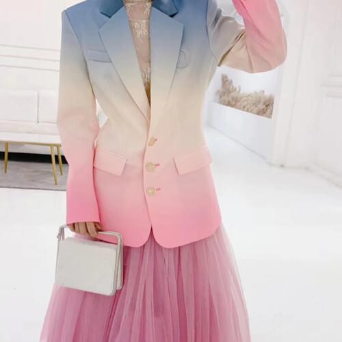 Casual Embroidered Blazer For Women Notched Long Sleeve Hit Color Large Size Jackets Female Fashion New Clothing 2020 Fall K970