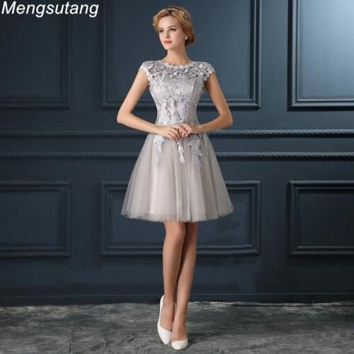 Robe De Soiree 2021 gery u collar Lace Up short evening dress abendkleider vestito da sera prom dresses party dresses 4 colors