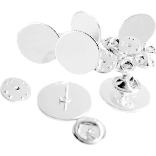 12mm 14mm 16mm 18mm 20mm 25mm Round Tie Tack Clutch Lapel Pin Base Setting Cameo Cabochon Bezel Blank Brooch Collar Clip CL020