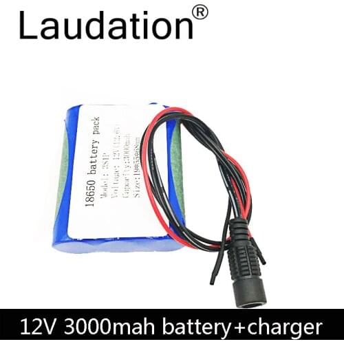 12V 3000mAh 18650 Battery Pack 3Ah 12.6V Rechargeable Batteries For CCTV/Camera/Portable Charger/Light/LED Hot Sale