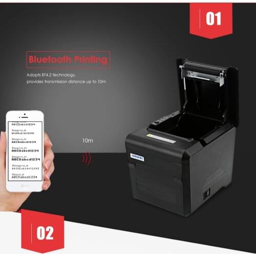 GOOJPRT 3 Inch Bluetooth and USB Auto Cutter Thermal Receipt Printer Compatible With Phone&Computer Inkless Printing POS Printer