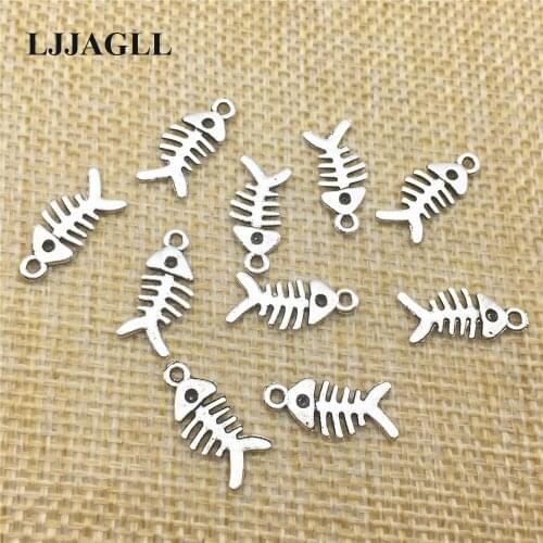 30Pcs!! Fishing Bone Charm Silver Plated 7*16mm Necklace Charm Pendant Trendy Findings For Necklace Handmade Jewelry