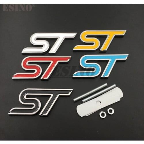 3D ST Car Front Grill Zinc Alloy Badge Emblem For Car Body Accessories Car Styling Badge Decal for Ford Focus Fiesta Edge