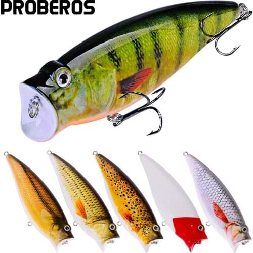 6Pcs/Lot Popper Bait Fishing Lures 9.5cm/17g 6 Color Hard Bait Artificial Wobblers Plastic Fishing Tackle With 4# Hooks Pesca