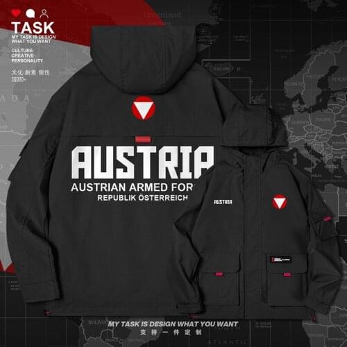 Austria Austrian AUT men jacket hooded Land Force logo army fan fashion printed mens mens trench coat men top clothes autumn