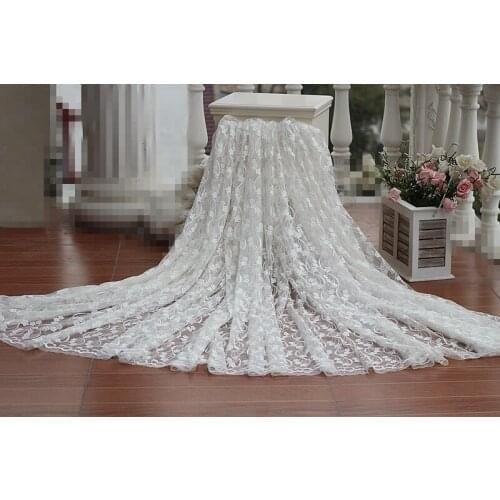 Free shipping ivory embroidery lace fabric, bridal cord floral lace fabric