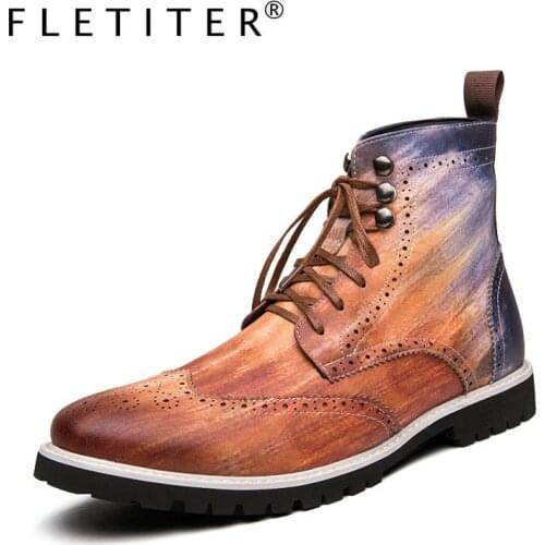 Mens Boots Leather Ankle Boots Men Shoes Adult Motorcycle Rivet Boots Pointed toe Fashion Party Autumn Winter Shoes Big size 48