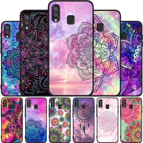 Mandala flower black soft phone Case For Samsung A10 20 30 40 50 30S 50S 60 70 M10 M30S M40 A31 51 71 A20E A10E A21S