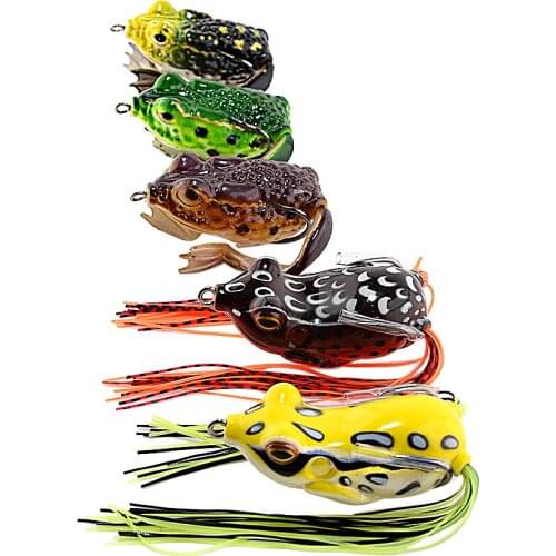Cibisong 5pcs Frog Lure Ray Frog Topwater Fishing Crankbait Lures Artificial Soft Tube Bait Soft Fishing Lures set