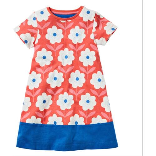 Jumping Meters New Arrival Flowers Childrens Clothing For Summer Cotton Stripe Princess Floral Baby Party Dress