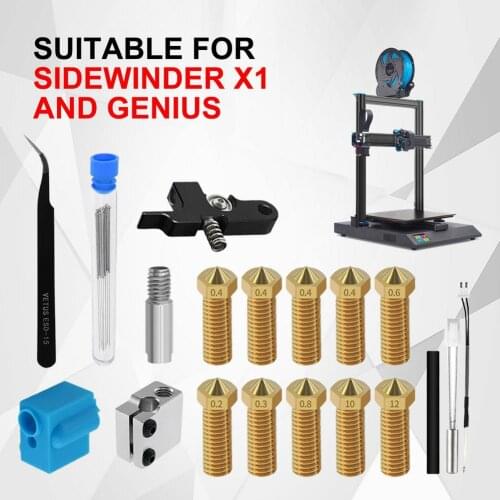 For Sidewinder X1 Nozzle Hotend Silicone Sleeve Throat Handle Thermistor Heating Pipe Heated Block Kit For Genius 3D Printer