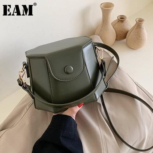 [EAM] Handle Bag Female Wallet Retro PU Leather Lux Shoulder Bag New 2021 Fashion Shopper Simple Bucket Crossbody Clutch 18A5584