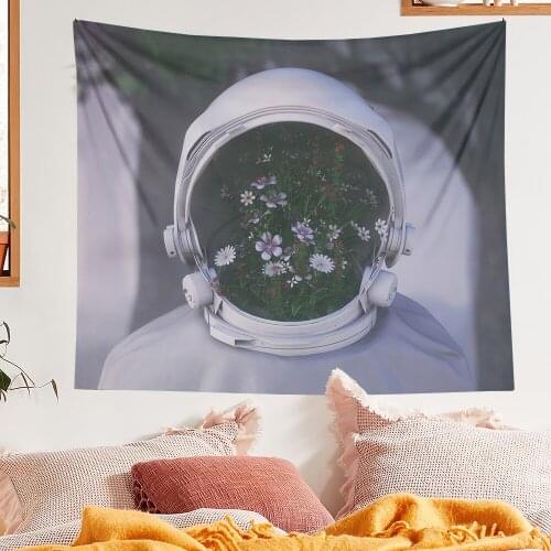 Astronaut and Flower Tapestry Home Decoration Wall Hanging Boho Room Decor Hanging Cloth Background Hippie Tapestries