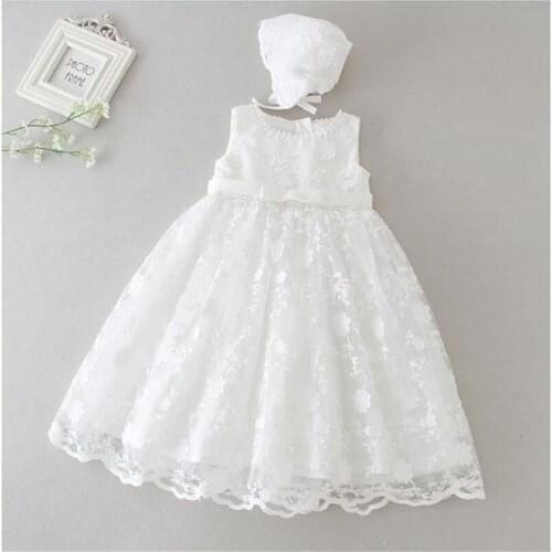 Baby girl dresses embroidery lace 1 year birthday dress party christening gown baby girl clothes for 3-24 month with hat