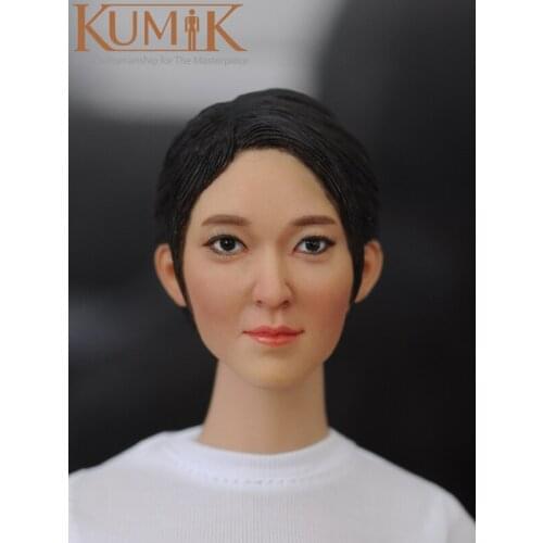 Kumik Korean handmade square for 1/6 female soldiers head sculpt KM16-51 black hair beautiful head sculpt for action figures