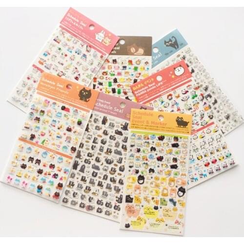 1 Sheet Cute Panda Cat bear Mini DIY Schedule Seal Daily Event Decorative Stickers Diary Phone Bottle Decor Stick Label