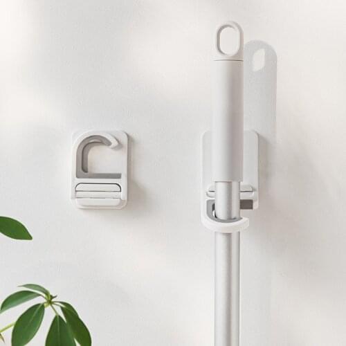 Wall-mounted Mop Storage Clip Waterproof And Moisture-proof White Japanese Broom Hanger Strong And Seamless Bathroom Accessories