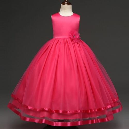 2018 New Flower Dress Girl Princess Costume Dresses Girl Party Wear Tulle Kids Children Prom Gown Vestido Formal Dress 4-12 Y