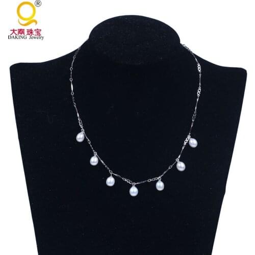 100% real freshwater pearl necklace high quality 925 silver jewelry fine silver necklace 2 colors 7mm pearl choker necklace