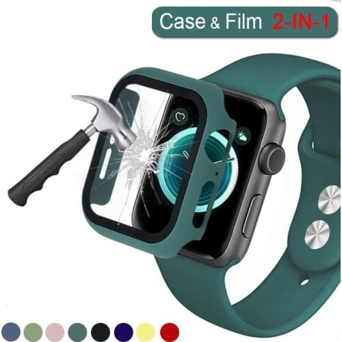 360 Full PC Bumper with Glass Watch case for Apple watch 6/SE/5/4/3 matte hard Cover for iwatch Series 6 SE 40MM 44MM 38MM 42MM