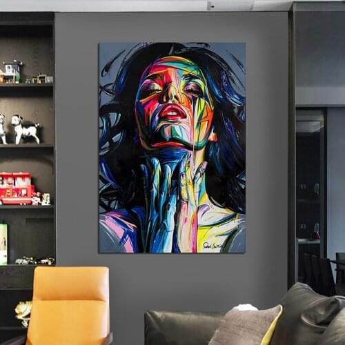 Graffiti Girl Portrait Oil Painting Printed On Wall Artwork Canvas Poster And Prints Pictures For Living Room Home Decoration