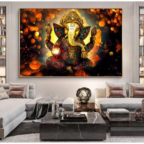 Lord Ganesha Canvas Paintings on the Wall Art Posters And Prints Hindu Gods Canvas Art Pictures Ganesh Art Posters Home Decor