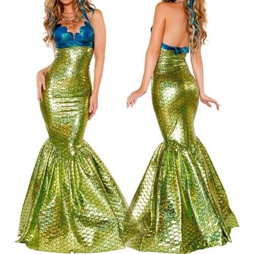 VASHEJIANG Sexy Amazing Mermaid Tail Costume Adult Fantasia Mermaid Princess Cosplay Deguisement Halloween Costumes for Women