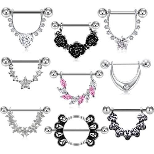 14G Surgical Steel Zircon Nipple Piercing Bar Ring Sexy Shiny Ball Nipple Barbell Jewelry Tepel Piercing Pezon Mujer Gift