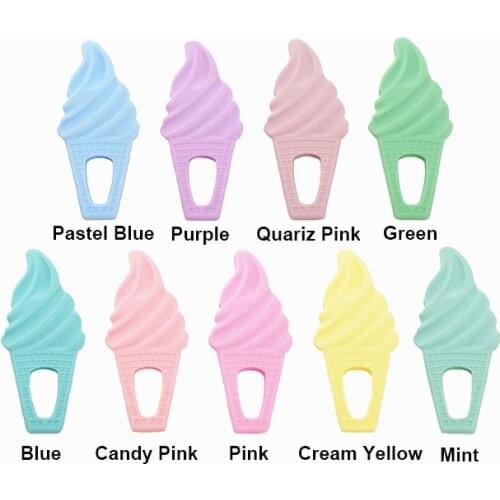 Chenkai 50PCS BPA Free Silicone Ice Cream Teether Chewable Pendant Nursing DIY Baby Shower Pacifier Dummy Sensory Toy Accessory