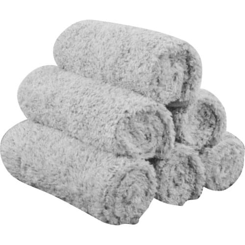 Sinland Microfiber Bamboo Charcoal Fiber Hand Face Towel Facial Washcloths Makeup Remover Cloth 12Inchx12Inch 6 Pack Light Grey