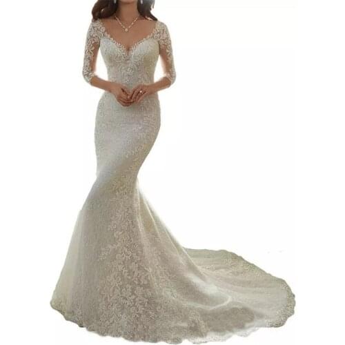 Wedding Dress See-through Back Appliques Lace Bridal Gowns