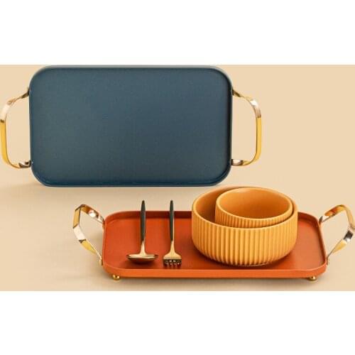 Light Luxury Metal Serving Trays Gold Storage Decor Cosmetic Holder