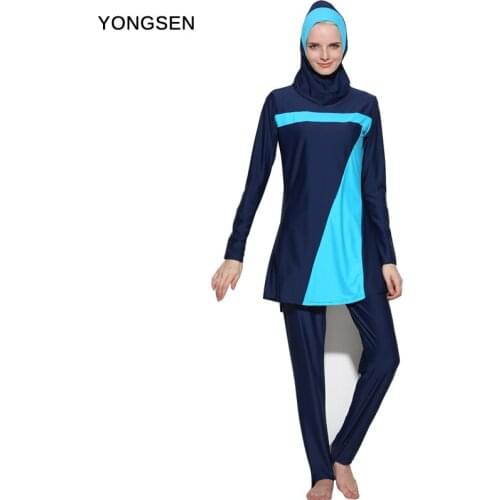 YONGSEN New Push Up long sleeve Burkinis Muslim Swimwear islamic swim wear For Women Plus Size Modest Hijab Musulman Swimsuit