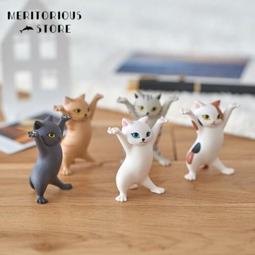 Funny Cat Pen Holder Black Enchanting Weightlifting Cat Pen Holders Toys Blind Box Kids Adult Doll Toy Gift for Home Decoration
