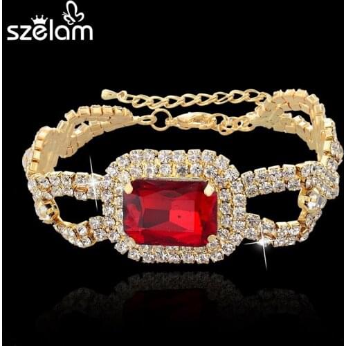 Szelam 2019 Austrain Crystal Bracelets For Women Gold Color Chain Bracelets & Bangles Fashion Wedcding Jewelry SBR140393