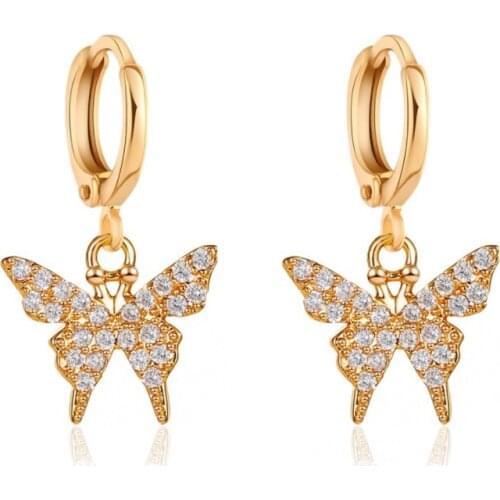 2020 New Fashion Jewelry Minimalism Elegant Zircon Butterfly Drape Statement Drop Earrings For Women Piercing Brincos oorbellen