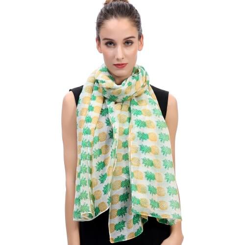 Pineapple Print Womens Scarf Shawl Wrap Soft Lightweight Hawaii Style