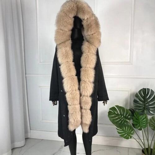 Winter Parka Women Jacket Real Rabbit Fur Lined Outwear Long Warm Fashion Fur Parka warm new waterproof