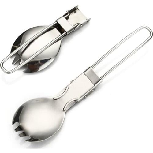 1 Pcs Multi-function Outdoor Survival Stainless Steel Tableware Knife Fork Spoon Camping Tool